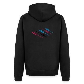 DJ Musik Mischpult - Unisex Premium Bio Zip Hoodie - Schwarz - Hinten - Nico (187cm)