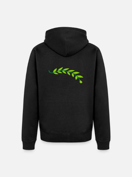 Plant bay leaf branch - Unisex Premium Organic Zip Hoodie - black
