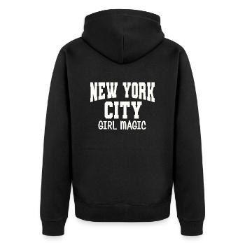 New York City GIRL Magic: New York City Girl Top - Unisex Premium Organic Zip Hoodie - black - Back - Nico (187cm)