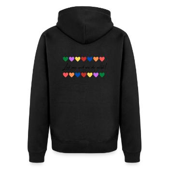 Liebe wen und wie du willst - Unisex Premium Bio Zip Hoodie - Schwarz - Hinten - Nico (187cm)