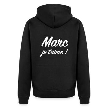Marc, je t'aime ! - Veste à capuche bio Premium Unisexe - noir - Dos - Nico (187cm)
