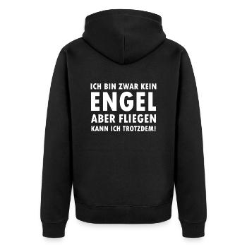 Fußball Soccer - Unisex Premium Bio Zip Hoodie - Schwarz - Hinten - Nico (187cm)