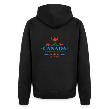 Canada Vancouver Montreal Toronto Maple Leaf Bears - Unisex Premium Organic Zip Hoodie - black - Back - Nico (187cm)