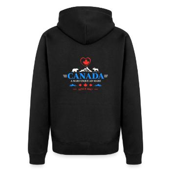 Kanada Vancouver Montreal Toronto Maple Leaf Bären - Unisex Premium Bio Zip Hoodie - Schwarz - Hinten - Nico (187cm)