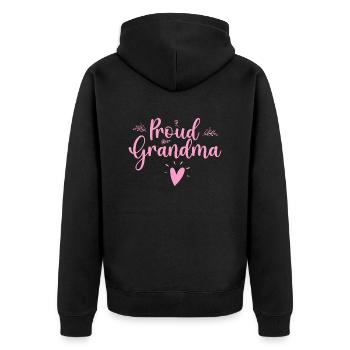 Stolze Oma. - Unisex Premium Bio Zip Hoodie - Schwarz - Hinten - Nico (187cm)