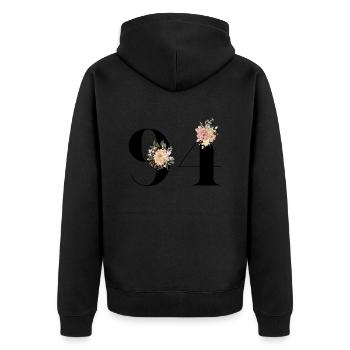 94th Anniversary Flowers (Gift of 94 years) - Unisex Premium Organic Zip Hoodie - black - Back - Nico (187cm)