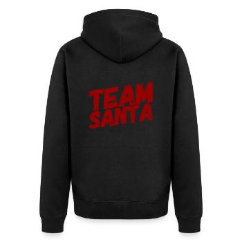 TEAM SANTA +++ Merry Christmas, X-Mas, Weihnachten - Unisex Premium Bio Zip Hoodie - Schwarz - Hinten - Nico (187cm)