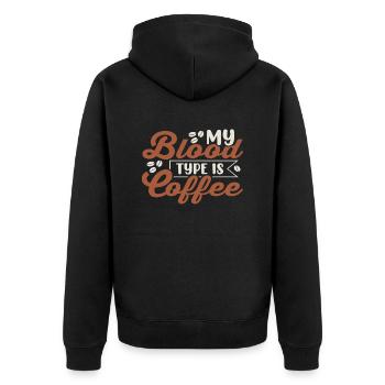 My Blood Type is Coffee - Unisex Premium Organic Zip Hoodie - black - Back - Nico (187cm)