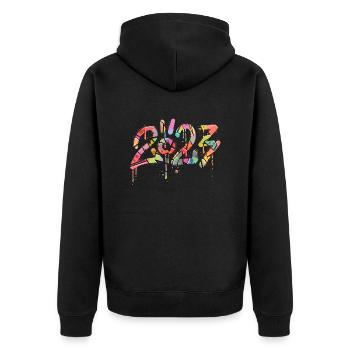 Style graffiti Splash hip hop couleurs peintre 2023 - Veste à capuche bio Premium Unisexe - noir - Dos - Nico (187cm)