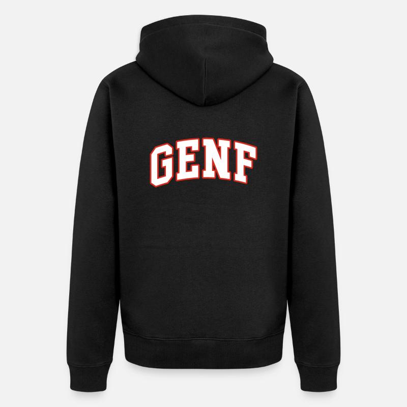 Genf - Unisex Premium Bio Zip Hoodie - Schwarz