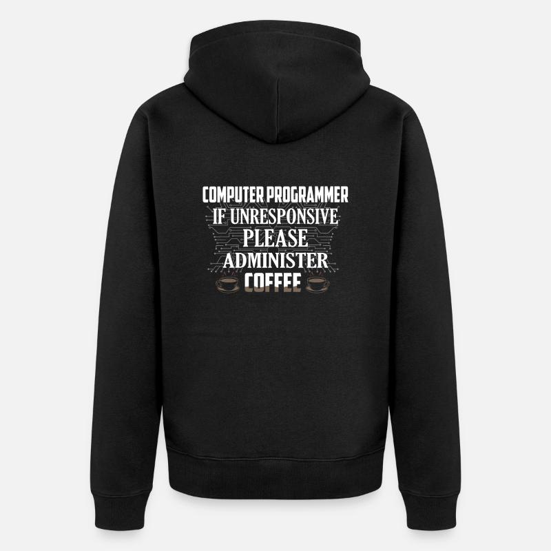 Computer Programmer Coding Software - Unisex Premium Organic Zip Hoodie - black