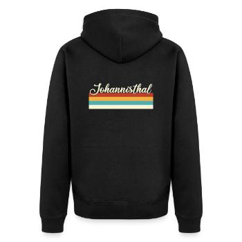 Johannisthal - Treptow - Köpenick - Berlin - Retro - Unisex Premium Bio Zip Hoodie - Schwarz - Hinten - Nico (187cm)