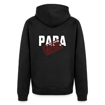 Papa limitierte Edition - Unisex Premium Bio Zip Hoodie - Schwarz - Hinten - Nico (187cm)