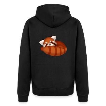 Roter Panda, schlafend - Unisex Premium Bio Zip Hoodie - Schwarz - Hinten - Nico (187cm)