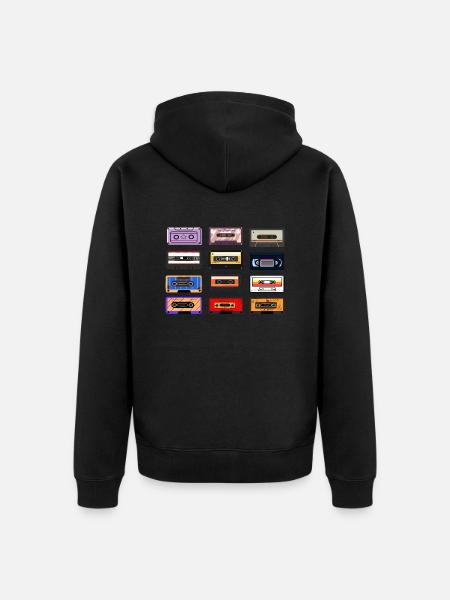 Classic cassette übersicht - Unisex Premium Bio Zip Hoodie - Schwarz