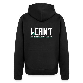 I Can't. It's Tournament Season. Funny TCG Trading - Unisex Premium Bio Zip Hoodie - Schwarz - Hinten - Nico (187cm)
