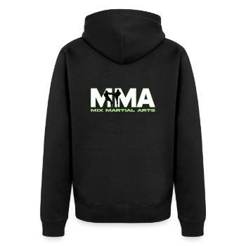 MMA Logo - Unisex Premium Bio Zip Hoodie - Schwarz - Hinten - Nico (187cm)