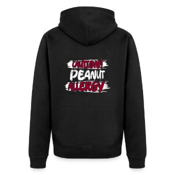 Caution! Peanut Allergy Awareness Nut Allergic - Unisex Premium Organic Zip Hoodie - black - Back - Nico (187cm)