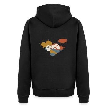 Gamer Gaming Retro BUnt - Unisex Premium Bio Zip Hoodie - Schwarz - Hinten - Nico (187cm)