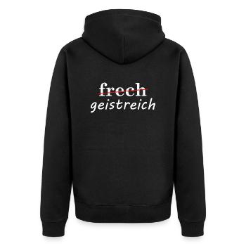 Frech Wortspiel Euphemismus - Unisex Premium Bio Zip Hoodie - Schwarz - Hinten - Nico (187cm)