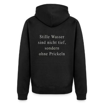 Stille Wasser - Unisex Premium Bio Zip Hoodie - Schwarz - Hinten - Nico (187cm)