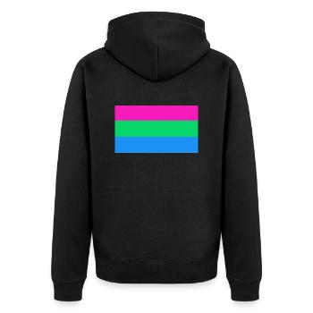 polysexuell pride - Unisex Premium Bio Zip Hoodie - Schwarz - Hinten - Nico (187cm)