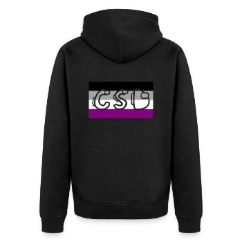 asexuell pride csd - Unisex Premium Bio Zip Hoodie - Schwarz - Hinten - Nico (187cm)