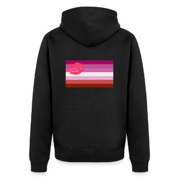 lesbian pride lipstick flag - Unisex Premium Bio Zip Hoodie - Schwarz - Hinten - Nico (187cm)