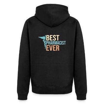 Best Pharmacist Ever Pharmacy Technician - Unisex Premium Bio Zip Hoodie - Schwarz - Hinten - Nico (187cm)