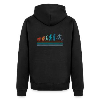 Vintage Retro Football Evolution - Unisex Premium Organic Zip Hoodie - black - Back - Nico (187cm)