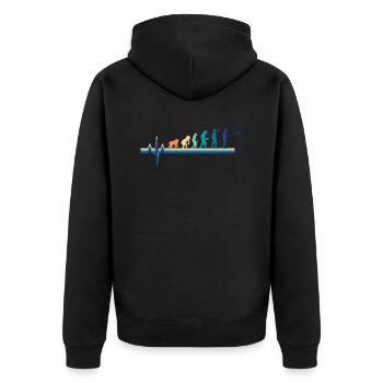 Evolution Heartbeat Drohne - Unisex Premium Bio Zip Hoodie - Schwarz - Hinten - Nico (187cm)