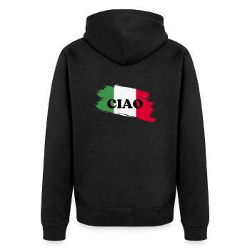 Ciao Italia - Unisex Premium Organic Zip Hoodie - black - Back - Nico (187cm)