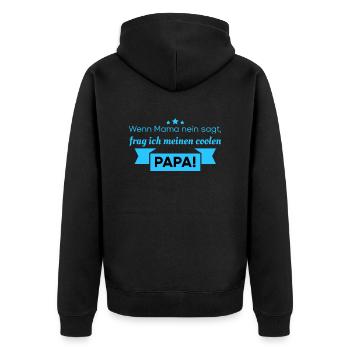 Lustige Sprüche - cooler Papa - Unisex Premium Bio Zip Hoodie - Schwarz - Hinten - Nico (187cm)