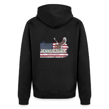 Pennsylvanie États-Unis Carte États-Unis - Veste à capuche bio Premium Unisexe - noir - Dos - Nico (187cm)