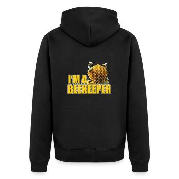 I’m a Beekeeper cool proud logo design - Unisex Premium Organic Zip Hoodie - black - Back - Nico (187cm)