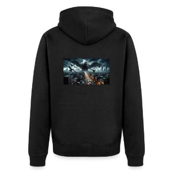 Bertram (DOVE) - Unisex Premium Organic Zip Hoodie - black - Back - Nico (187cm)