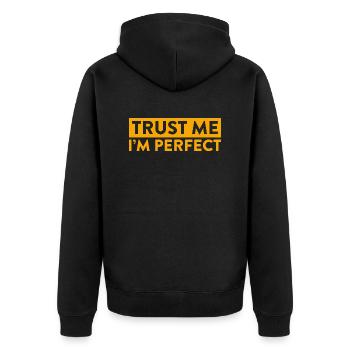 Makelloses Confidence T-Shirt - Unisex Premium Bio Zip Hoodie - Schwarz - Hinten - Nico (187cm)