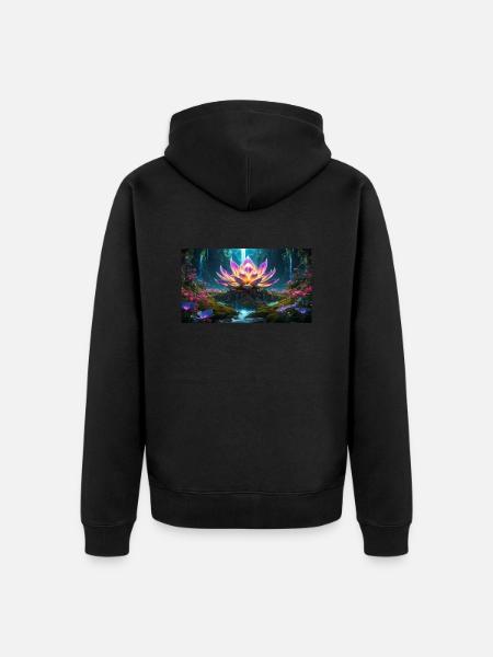 Lotus Blossom - Unisex Premium Organic Zip Hoodie - black