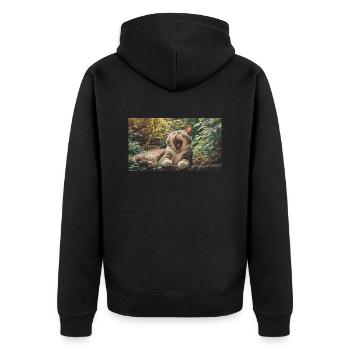Niedliche Tiere chillen – Katze - Unisex Premium Bio Zip Hoodie - Schwarz - Hinten - Nico (187cm)