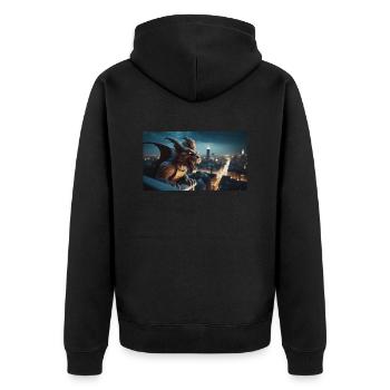 Gargoyle mit einem bösen Lächeln Monster dunkler Horror - Unisex Premium Bio Zip Hoodie - Schwarz - Hinten - Nico (187cm)