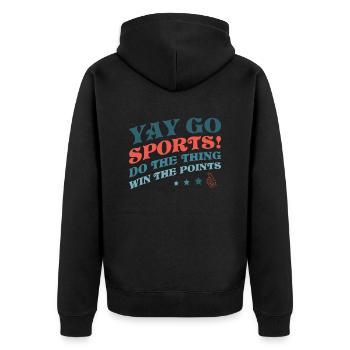 Yay Go Sports! Funny Sports - Unisex Premium Organic Zip Hoodie - black - Back - Nico (187cm)