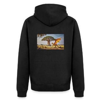 realistic orange dragon in an african desert - Unisex Premium Organic Zip Hoodie - black - Back - Nico (187cm)