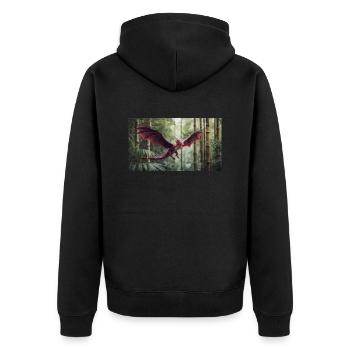 Un petit dragon violet majestueux et réaliste - Veste à capuche bio Premium Unisexe - noir - Dos - Nico (187cm)