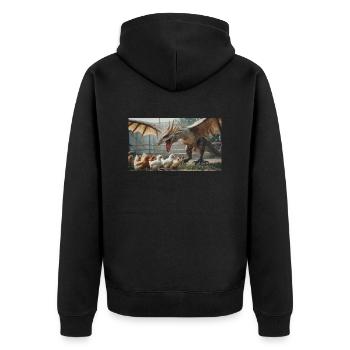 Eine realistische böse schwarz-goldene Drachenjagd - Unisex Premium Bio Zip Hoodie - Schwarz - Hinten - Nico (187cm)