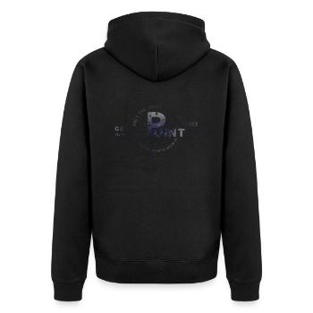 get to the point - Unisex Premium Organic Zip Hoodie - black - Back - Nico (187cm)