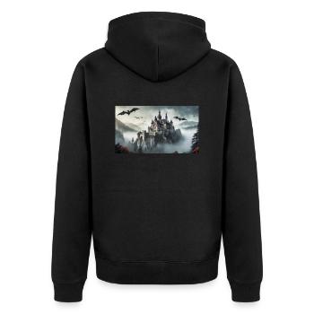 creepy mythical places – Castle of Dracula - Unisex Premium Organic Zip Hoodie - black - Back - Nico (187cm)