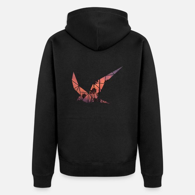 oiseau illustration coucher du soleil - Veste à capuche bio Premium Unisexe - noir
