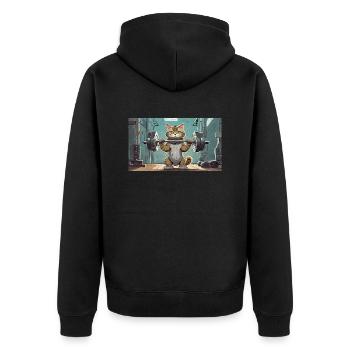 Pun ambiguous german expression - Muskelkater - Unisex Premium Organic Zip Hoodie - black - Back - Nico (187cm)