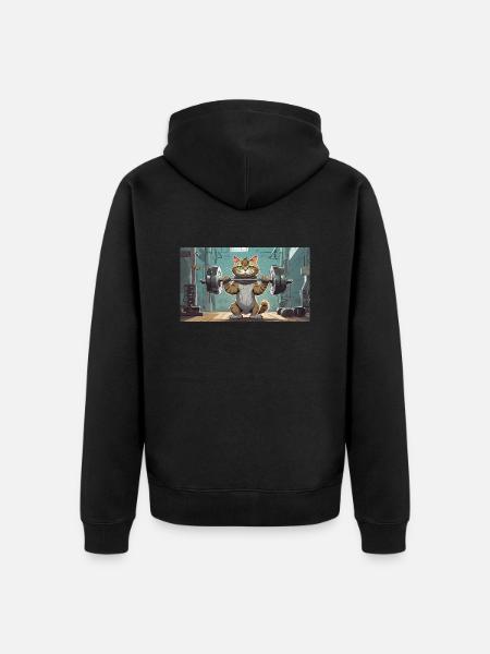 Jeu de mots ambigu sur l’expression allemande - Muskelkater - Veste à capuche bio Premium Unisexe - noir
