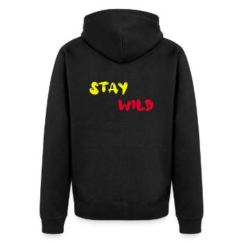 stay wild - Unisex Premium Organic Zip Hoodie - black - Back - Nico (187cm)